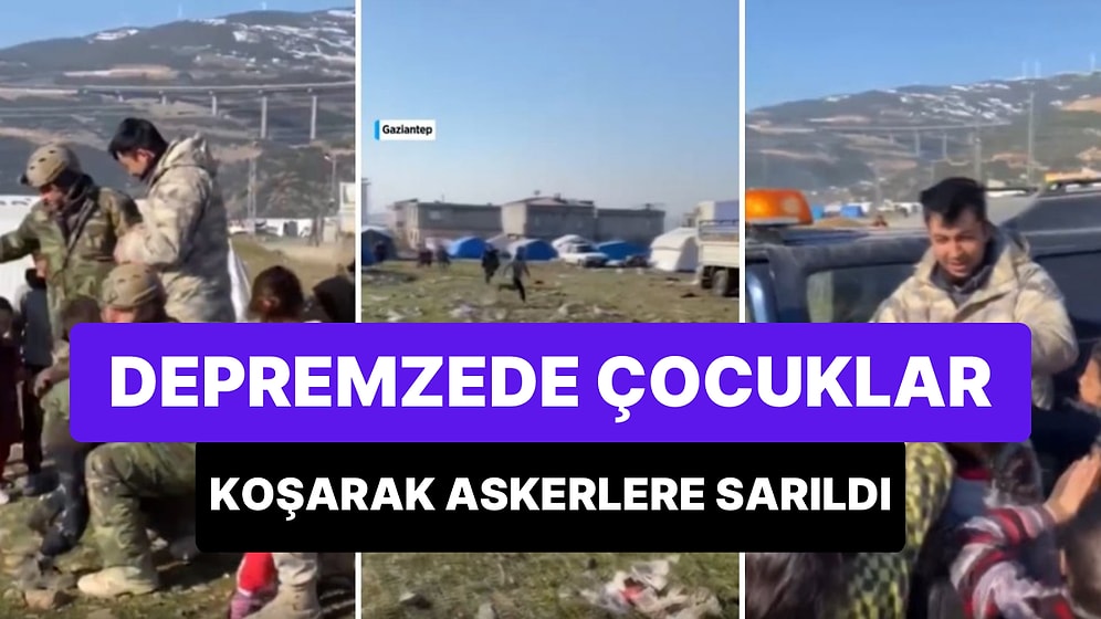 Türk Askerini Görünce Koşarak Sarılan Depremzede Çocuklar
