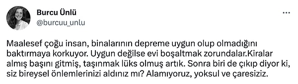 Twitter kullanıcısının deprem uygunluk testiyle ilgili sözleri şu şekilde.👇