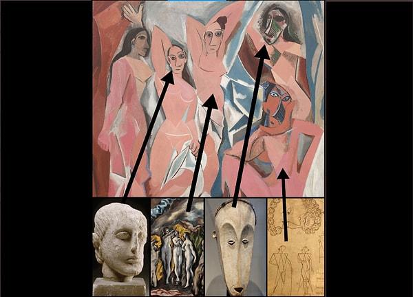 Pablo Picasso'nun 1907'de yaptığı Les Demoiselles d'Avignon (Avignonlu Kızlar), şüphesiz modern sanatın en etkili eserlerinden biri. Bu eser nasıl ortaya çıkmış sanatseverler için detayları anlatacağız. Hemen belirtelim ki Picasso'nun bu eseri yaratırken, farklı farklı çok fazla kaynaktan esinlendiği biliniyor.