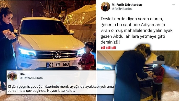 AK Partili Kübra Dörtkardeş'in 'Yardım' Fotoğrafı: Çıplak Ayaklı Çocuğa Meyve Suyu ve Kek