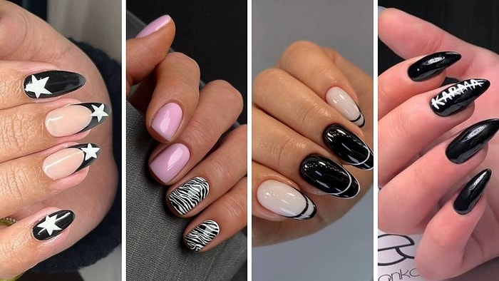 Nail Art Yaptırırken Siyah ve Beyaz Renklerini Kullanmak İsteyenlerin Deneyebileceği En Güzel Modeller