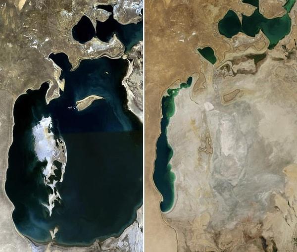 6. Aral Denizi'nin 1989 ve 2014'teki hali 😱