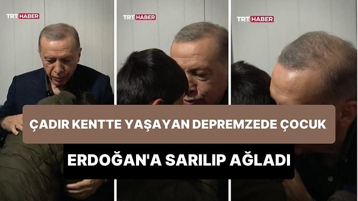 Çadır Kentte Yaşayan Depremzede Çocuk, Cumhurbaşkanı Erdoğan'a Sarılarak Ağladı