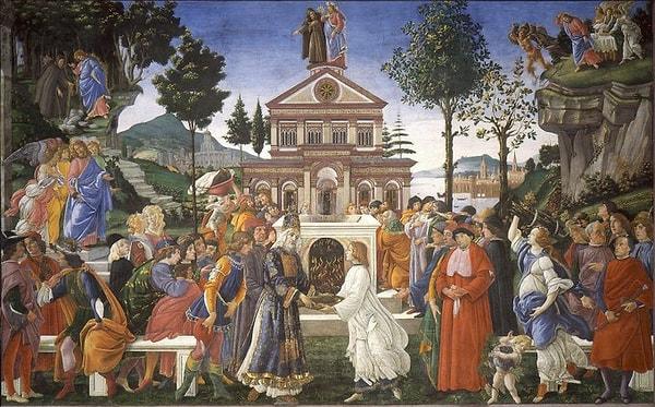 1481'de Papa Sixtus IV, Botticelli'yi diğer önde gelen ressamlarla birlikte Roma'daki Sistine Şapeli'ni dekore etmesi için görevlendirdi. Bu prestijli olay da Botticelli'nin artan itibarı hakkında bize çok şey anlatıyor aslında.