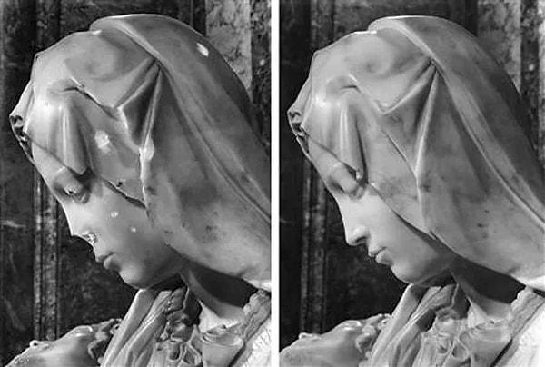 The part where the workers had the most difficulty during the restoration was the eyelids of Mary; they were reconstructed a total of 20 times!