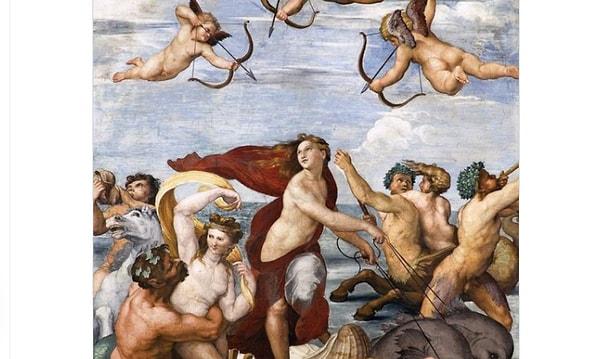 Raphael'in klasik mitolojiden bir sahne tablosu olan 'The Triumph of Galatea'ya baktığımızda Ön Raffaellocular'ın ne demek istediğini anlayabiliyoruz.