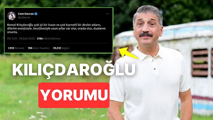 Ünlü Oyuncu Cem Davran'ın Kemal Kıçıldaroğlu Paylaşımına Yorum Üstüne Yorum Yağdı