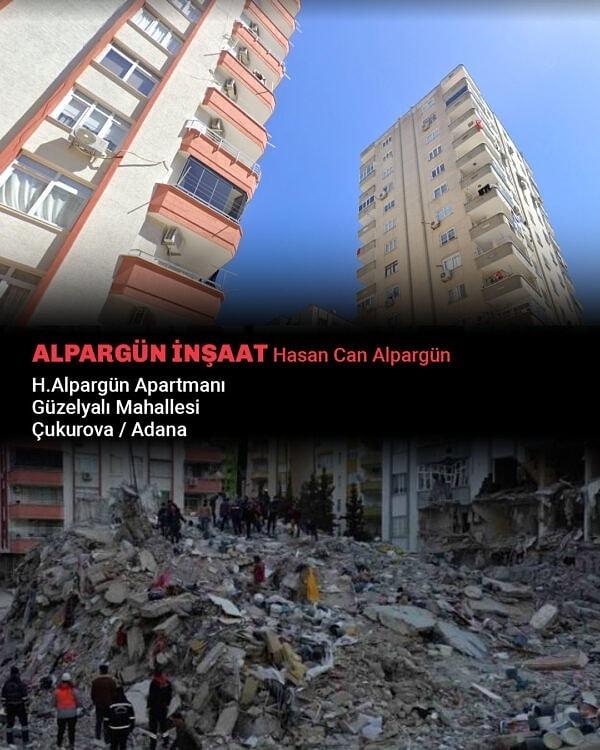 ALPARGÜN İNŞAAT Hasan Can Alpargün H.Alpargün Apartmanı Güzelyalı Mahallesi Çukurova / Adana