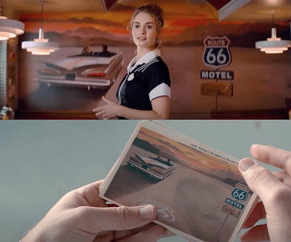 19. 'Baby Driver' filminde Bo'nun Yeri'nde kullanılan poster, Baby hapisteyken Debora'nın ona gönderdiği kartpostaldakiyle aynı!