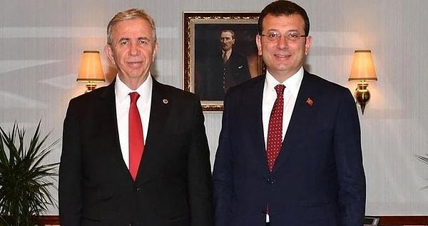Ankara’da bulunan İBB Başkanı Ekrem İmamoğlu, ABB Başkanı Mansur Yavaş ile görüşme halinde.