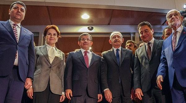 Millet İttifakı ise CHP, İYİ Parti, Saadet, Gelecek, DEVA ve Demokrat Parti'den oluşuyor.