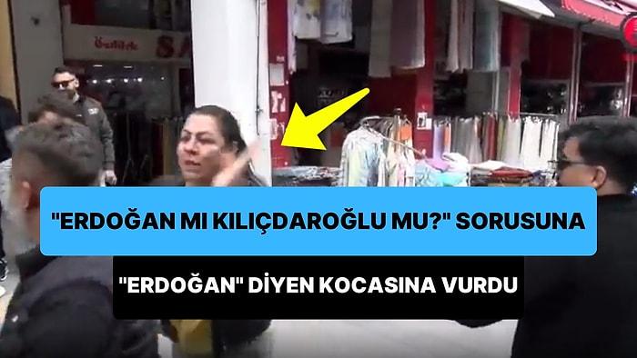'Erdoğan mı Kılıçdaroğlu mu?' Sorusuna Erdoğan Diyen Kocasının Sırtına Vuran Kadın