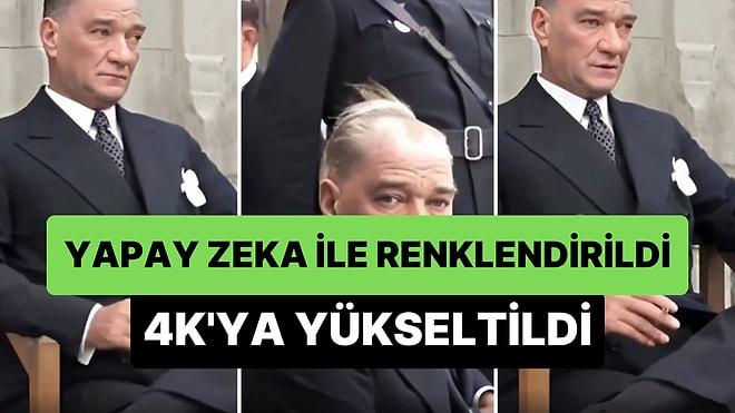 Yapay Zeka ile 4K Kalitesine Yükseltilip Renklendirilen Mustafa Kemal Atatürk Videosu