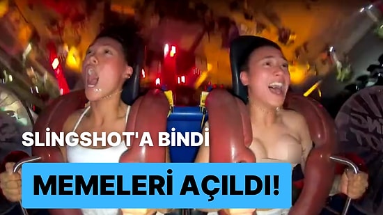 Bindiği Slingshot Aletinde Fırlatmadan Kısa Bir Süre Sonra Memeleri Açılan Kadının Zor Anları
