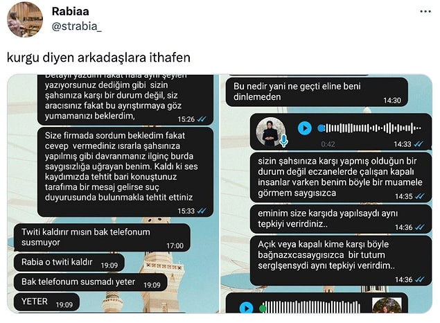 Rabia'nın attığı bu konuşmaların kurgu olduğunun ortaya çıkmasının ardından kendisi bir paylaşım daha yaptı ve diğer konuşmaları da paylaştı.