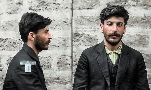 15. Azerbaycan, Bakü'deki Bailov hapishanesinde çekilen Sovyet devlet adamı Stalin'in fotoğrafı. (1910)