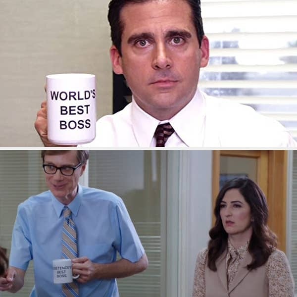 15. The Good Place dizisindeki bardakta 'Existence's Best Boss' Türkçesiyle 'Gelmiş Geçmiş En iyi Patron' yazıyor. The Office'teki Michael Scott karakterinin bardağındaki 'World's Best Boss' Türkçesiyle 'Dünyanın En İyi Patronu' yazısına bir gönderme niteliğinde!