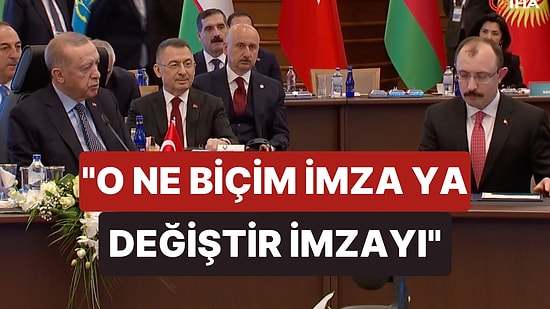 Cumhurbaşkanı Erdoğan Ticaret Bakanı Mehmet Muş’un İmzasını Beğenmedi: “O Ne Biçim İmza”