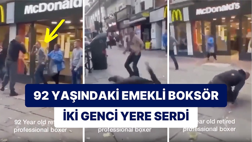92 Yaşındaki Emekli Boksörün Kendisine Sataşan İki Genci Yumrukla Yere Serdiği Anlar Viral Oldu