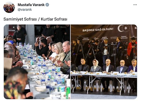 Bakan Varank dün depremzedeler için kurulan ve siyasilerin de oturduğu iftar sofrasını Twitter'dan hedef aldı.