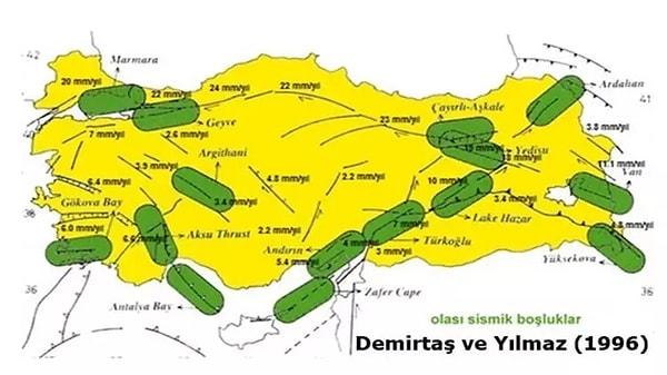 1996'da yayınlanan 'Türkiye'nin sismik boşluk haritası'na göre tam 15 adet sismik boşluk tespit edilmişti. Aradan geçen tam 27 yılda bu boşlukların 7’sinde deprem meydana geldi.