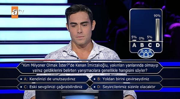 İlk baraj sorusundan seyirci joker hakkını kullanmak isteyen Konar'ın sözleri karşısında İmirzalıoğlu da şaşkınlığını gizleyemedi.