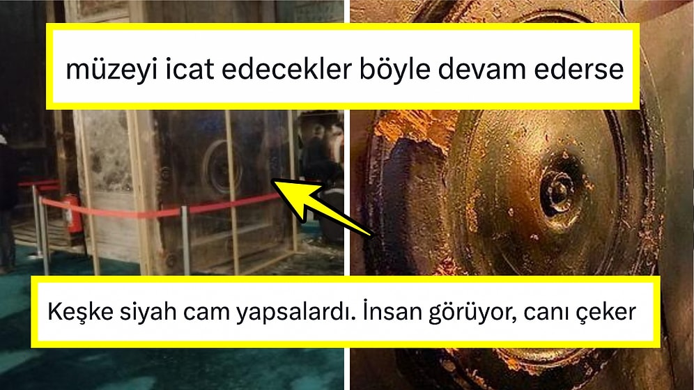 Ayasofya'nın Kemirilen Kapısı İçin Camlı Önlem Alınması Karşısında Espriyi Patlatan Kişiler Kahkaha Attırdı