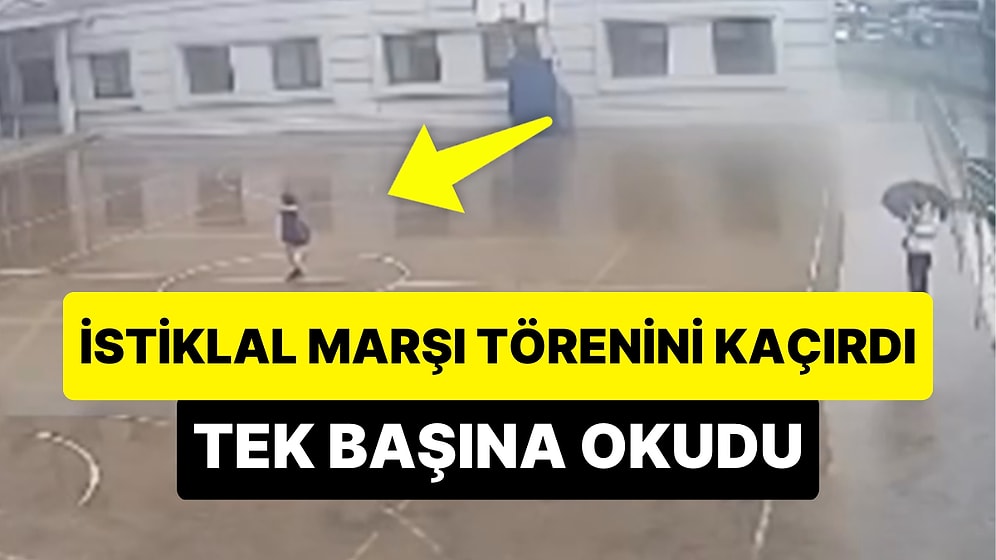 İstiklal Marşı Törenini Kaçırınca Yağmur Altında Tek Başına İstiklal Marşı'nı Okuyan Çocuk