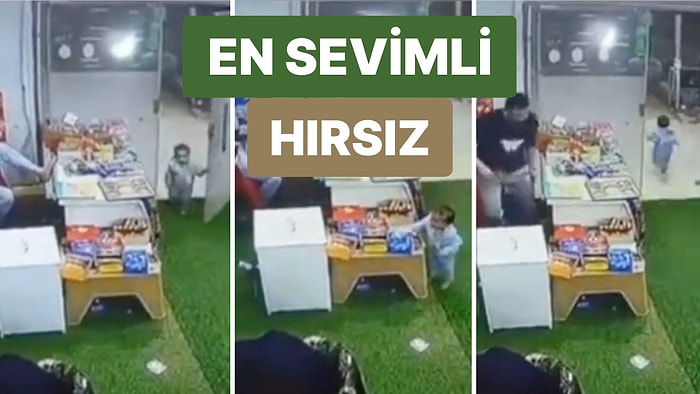 Küçük Hırsız Market Sahibinin Gözü Önünde İstediği Bisküviyi Alıp Hızla Uzaklaştı