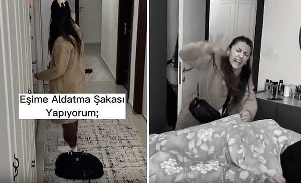 9- TikTok'ta yaptığı paylaşımlar ile sık sık gündem olan Lenan ve Umut isimli çift, 'Aldatma şakası' ile de gündeme geldi. Cansız manken ile yatağa giren Umut, eşi Lenan'a aldatma şakası yaptı.