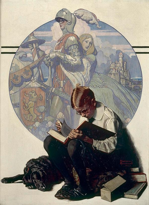 3. Boy reading adventure story, Norman Rockwell (1924)