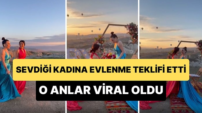 Sevdiği Kadına Evlenme Teklifi Eden Kadının Sosyal Medyada Viral Olan Romantik Anları