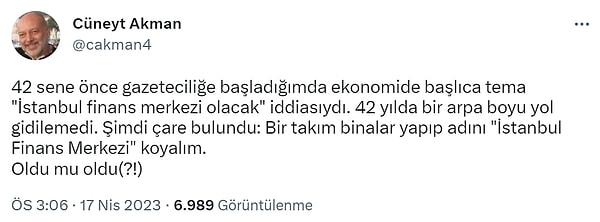 Deneyimli ekonomi gazetecisi Cüneyt Akman da İstanbul'un 42 yılda finans merkezi olma yoluculuğunu anlattı.