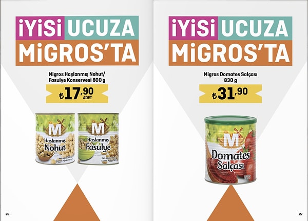 Migros Domates Salçası 830 g 31,90 TL.