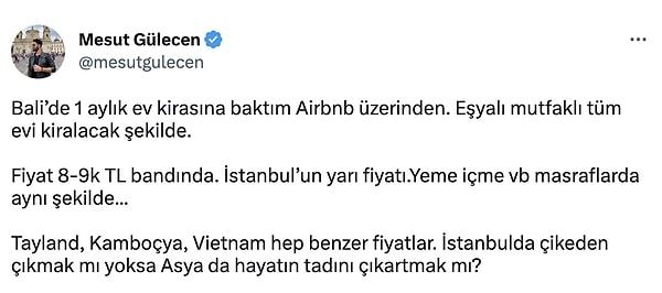 İşte tam olarak bu noktada Mesut Gülecen adlı bir Twitter kullanıcısı bizlerin burada harabe bulmakta zorlandığı bir fiyata Bali’den ev bulabildiğini ifade ettiği bir tweet paylaştı.