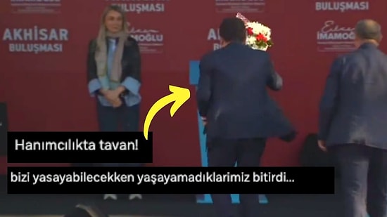 Ekrem İmamoğlu Kendisine Verilen Çiçeği Eşi Dilek İmamoğlu'na Götürdü