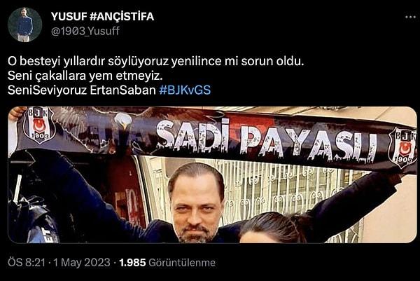 Beşiktaş taraftarı ise Ertan Saban'ı yalnız bırakmadı. Onlar sosyal medya kullanıcısından ünlü oyuncuya destek paylaşımı geldi.