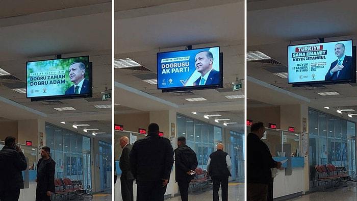 Belediye Binasında AK Parti Reklamı: Veznelerin Bulunduğu Alanda Ekranlara Yansıtıldı