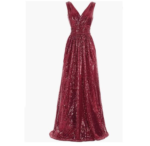 7. Kırmızı renk payetli gece elbisesi, ışıldamayı seven kadınlar için...
