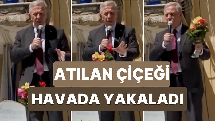 Mansur Yavaş’ın Kendisine Atılan Çiçeği Havada Yakaladığı Anlar Sosyal Medyada Gündem Oldu