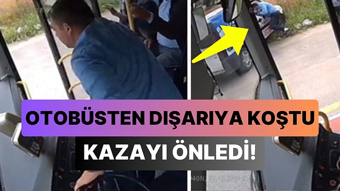 Kontrolden Çıkan Aracı Fark Eden Belediye Otobüsü Şoförü, Otobüsten Dışarıya Koşarak Kazayı Önledi