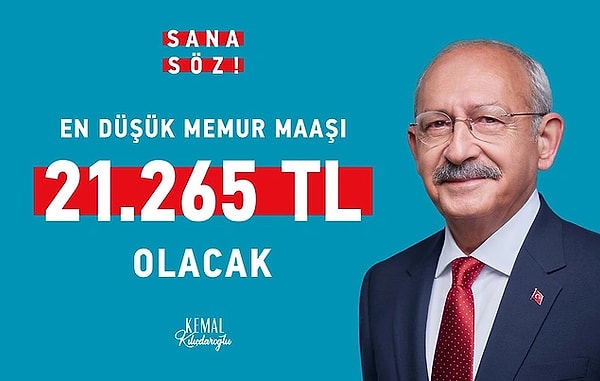 Geçtiğimiz gün memurlara hitap eden Kılıçdaroğlu, güncel maaşların en az 2.5 asgari ücret olacağını açıkladı.