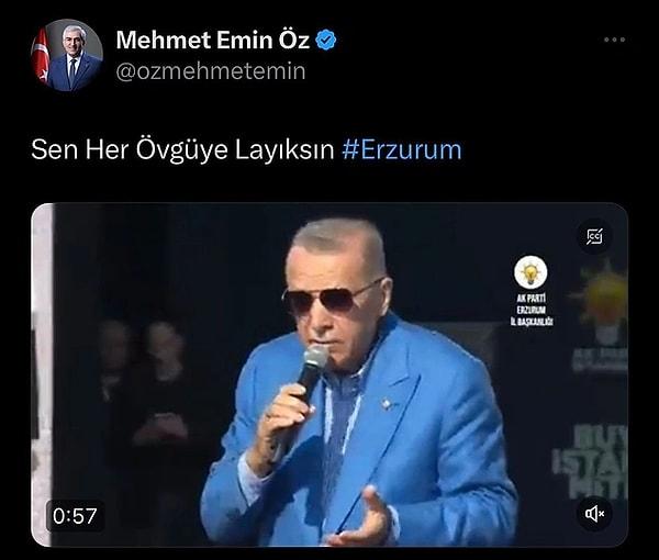 Akabinde AK Parti Erzurum Milletvekili Adayı Mehmet Emin Öz'den tepki çekecek bir paylaşım geldi.
