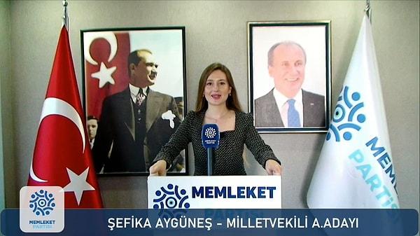 14 Mayıs Pazar günü yapılacak 2023 Türkiye genel seçimlerinde Antalya'da Memleket Partisi'nden 28’inci dönem 8'inci sıra milletvekili adayı olan Şefika Aygüneş, adaylıktan çekildiğini ve partisinden istifa ettiğini açıkladı.