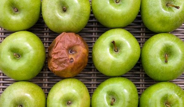 2. Bir sepetteki elmaların sadece biri bile çürük olsa, etrafına yaydığı etilen gazından dolayı tüm sepetin bozulmasına yol açıyor.