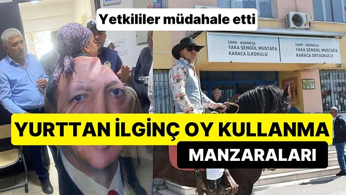 Yurttan Değişik Oy Kullanma Manzaraları: Adıyaman'da Erdoğan Posteriyle Sandığa Gelen Kadına Müdahale