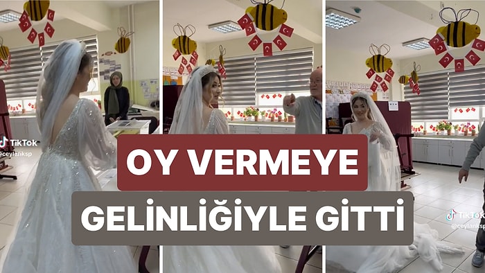 Seçim Günü Oy Vermeye Gelinliğiyle Giden Kadın