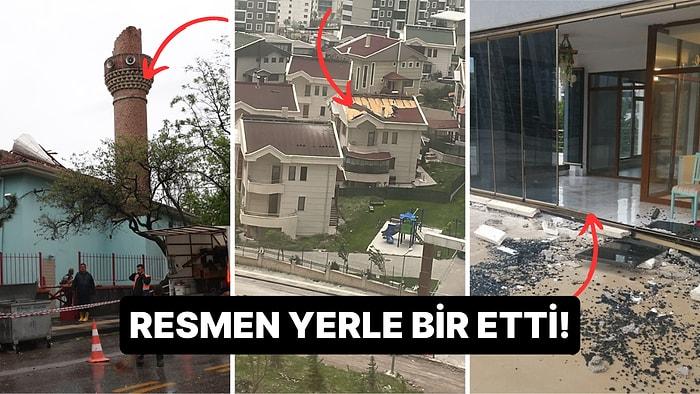 Ankaralıların Yüreğini Ağzına Getiren Fırtınadan Manzaralar