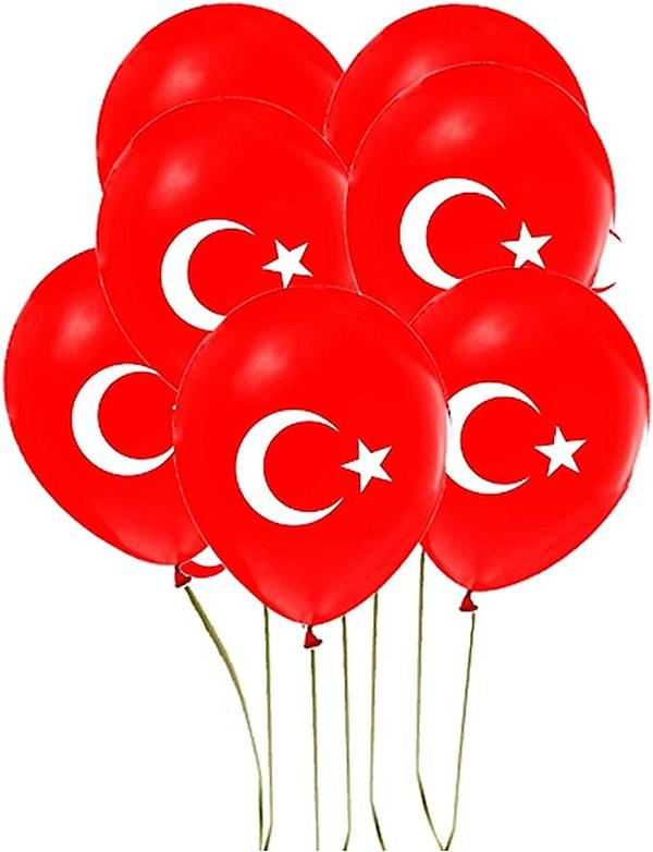 14. Türk Bayraklı Kırmızı Balon