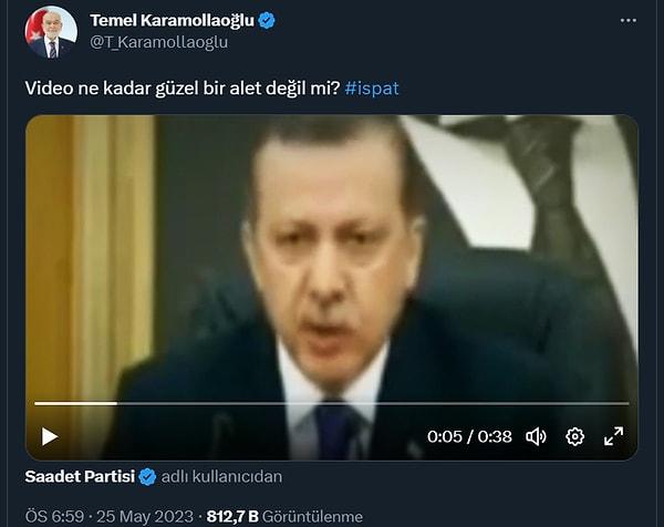 Karamollaoğlu, sosyal medya hesabından ‘video ne güzel bir alet değil mi?’ diyerek Erdoğan'ın Oslo ve İmralı ile ilgili sözlerini hatırlattı.